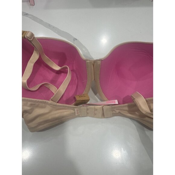 Victorias Secret Lightly Lined Demi Bra 34DD Beige Pink Underwire Adjustable Str - Picture 3 of 5